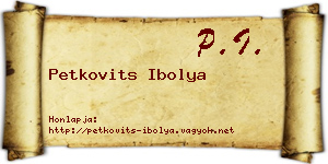 Petkovits Ibolya névjegykártya
